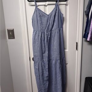 Old Navy Blue and White Gingham Maxi Dress